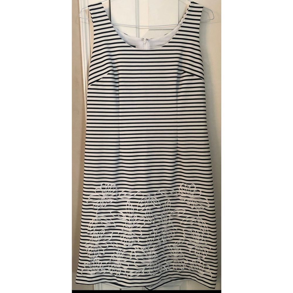 JONES NEW YORK BLACK WHITE FLORAL SHEATH DRESS SIZE 10